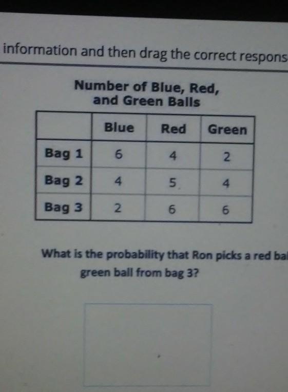 What is the probability that Ron picks a red ball from bag 1, a blue ball from bag-example-1