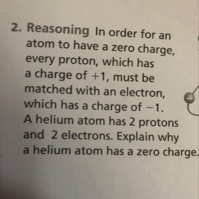 In order for an atom to have a zero charge every proton which has a change of +1, must-example-1