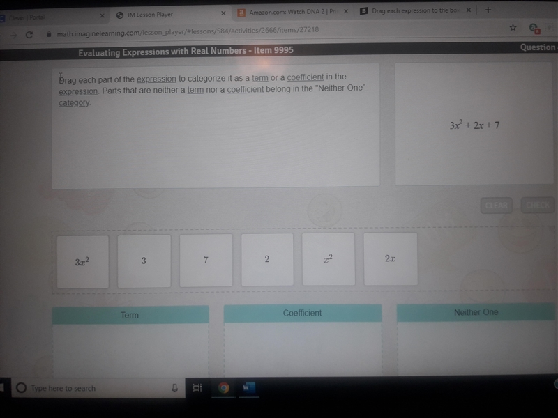 Drag each part of the expression to categorize it as a term or a coefficient in the-example-1