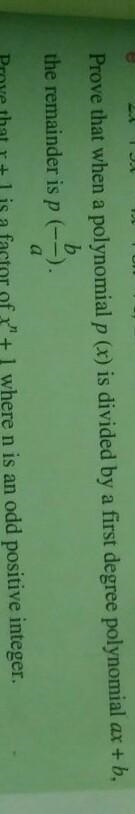 PLEASE ANSWER FAST!! Prove that when a polynomial p (x) is divided by a first degree-example-1