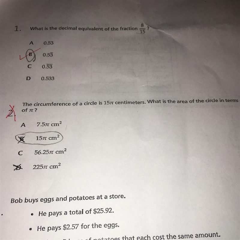 The circumference of a circle is 15centimeters. What is the area of the circle in-example-1