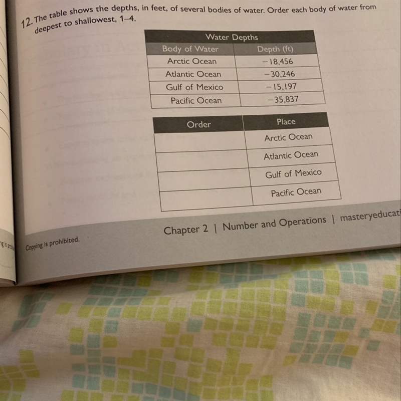 What order is of each body of water from deepest to shallowest, 1-4-example-1