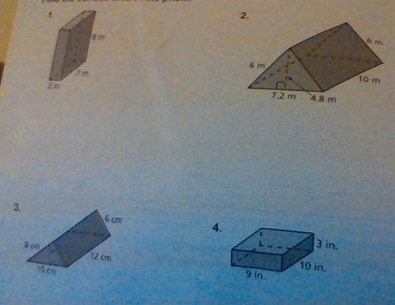 Find the surface areas of the prism. Explain your answer.-example-1