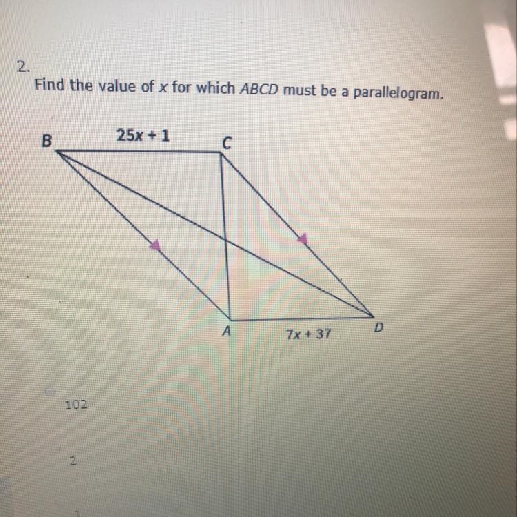 What is the value of x? A)102 B)2 C)1 D)51-example-1