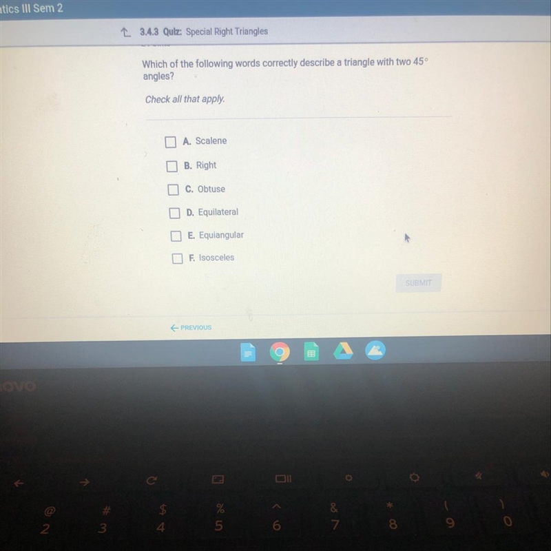 What is the length of leg s of which of the following words correctly describe a triangle-example-1