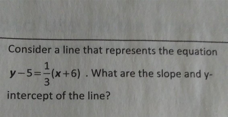 What is the y-intercept of y-5=1/3(x+6)​-example-1