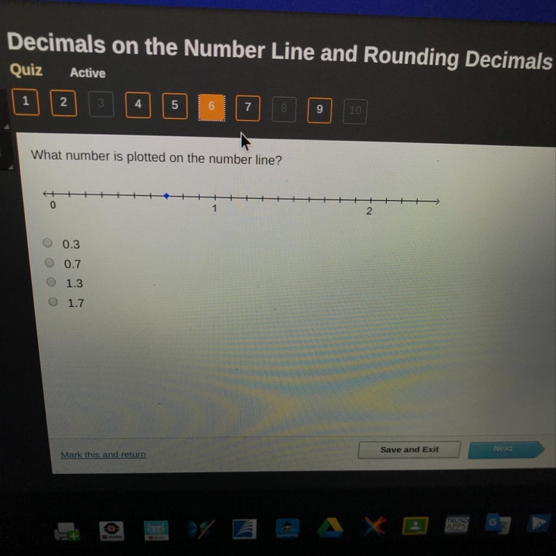 Decimals on the Number Line and Rounding Decimals 2 OCD Quiz Active What number is-example-1