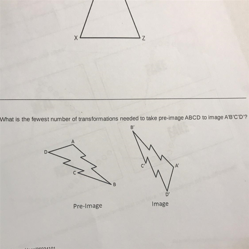 What is the fewest number of transformations needed to take pre-image ABCD to image-example-1