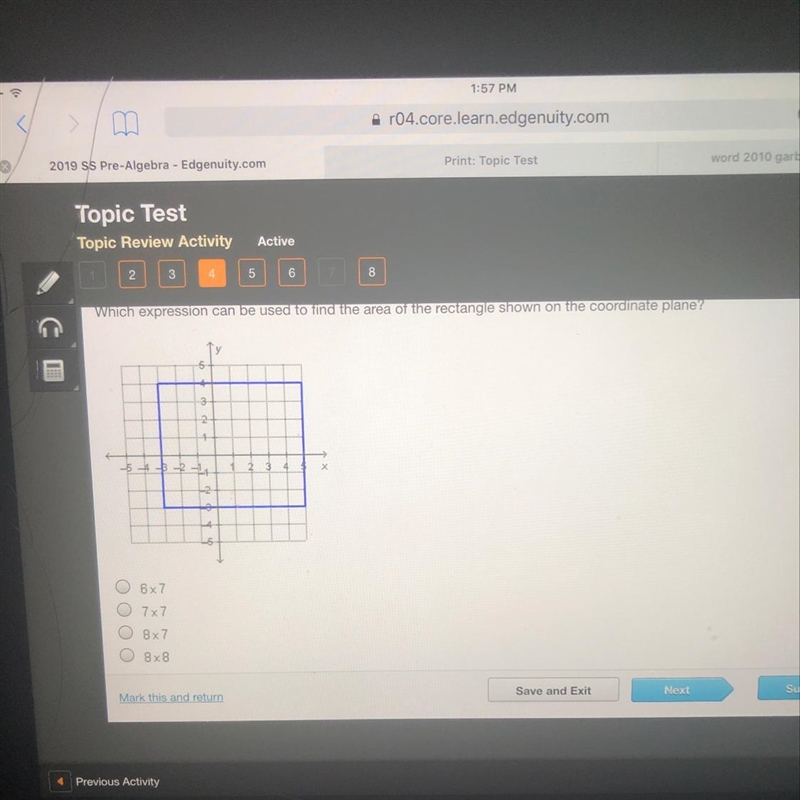 Which expression can be used to find the area of the rectangle shown on the coordinate-example-1