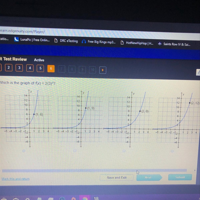 Which is the graph of f(x)=2(3)^x?-example-1