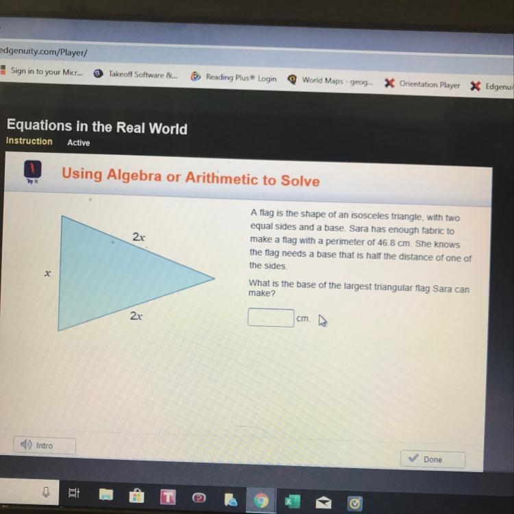 What is the base of the largest triangular flag can make?-example-1