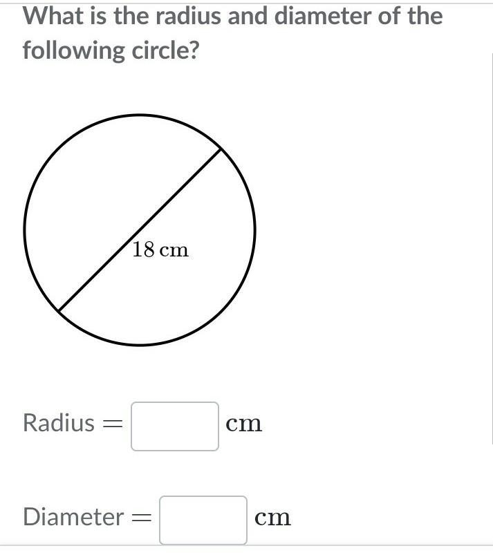 What is the radius and diameter of the following circle?​-example-1