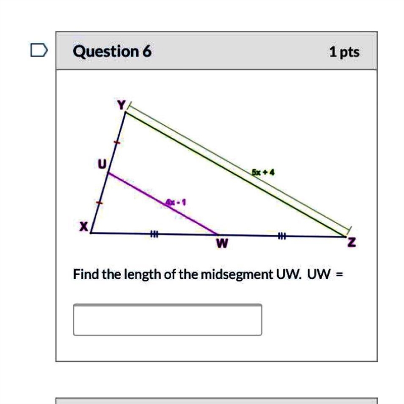 Find the length of the midsegment UW. UW=-example-1