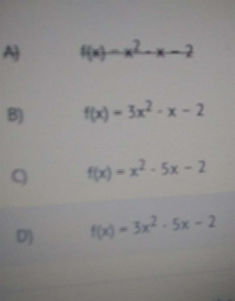 given three points of a quadratic function find the equation that defines the function-example-1