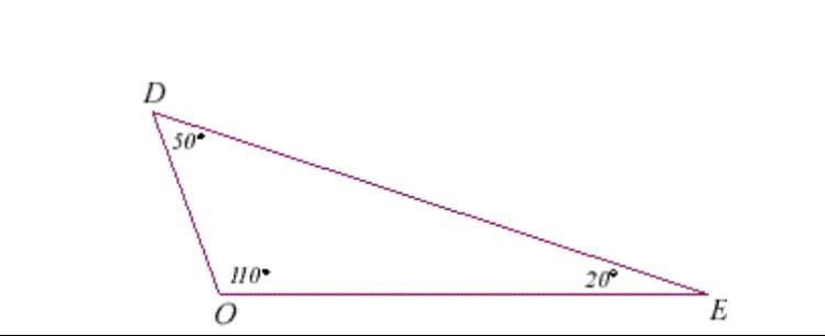 What is the longest side of the triangle shown? Side DE Side OD Side OE-example-1