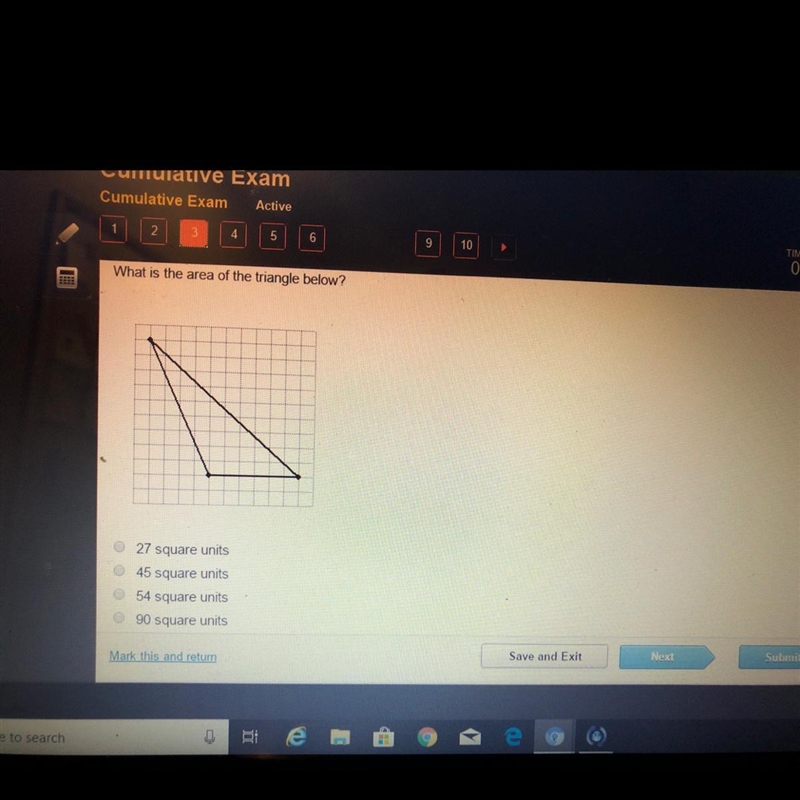 What is the area of the triangle below?-example-1