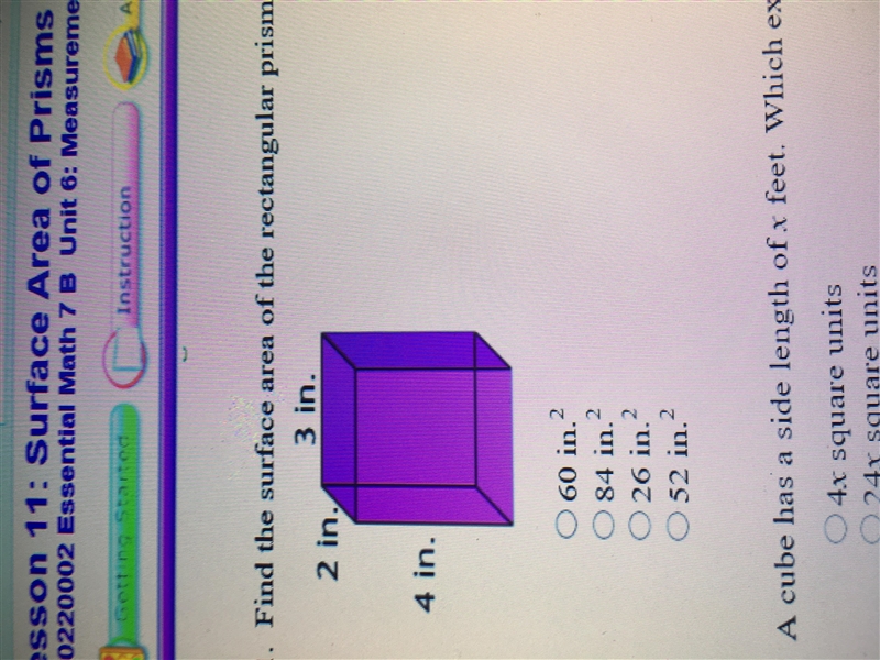 Find the surface area of the rectangular prism 4x2x3-example-1