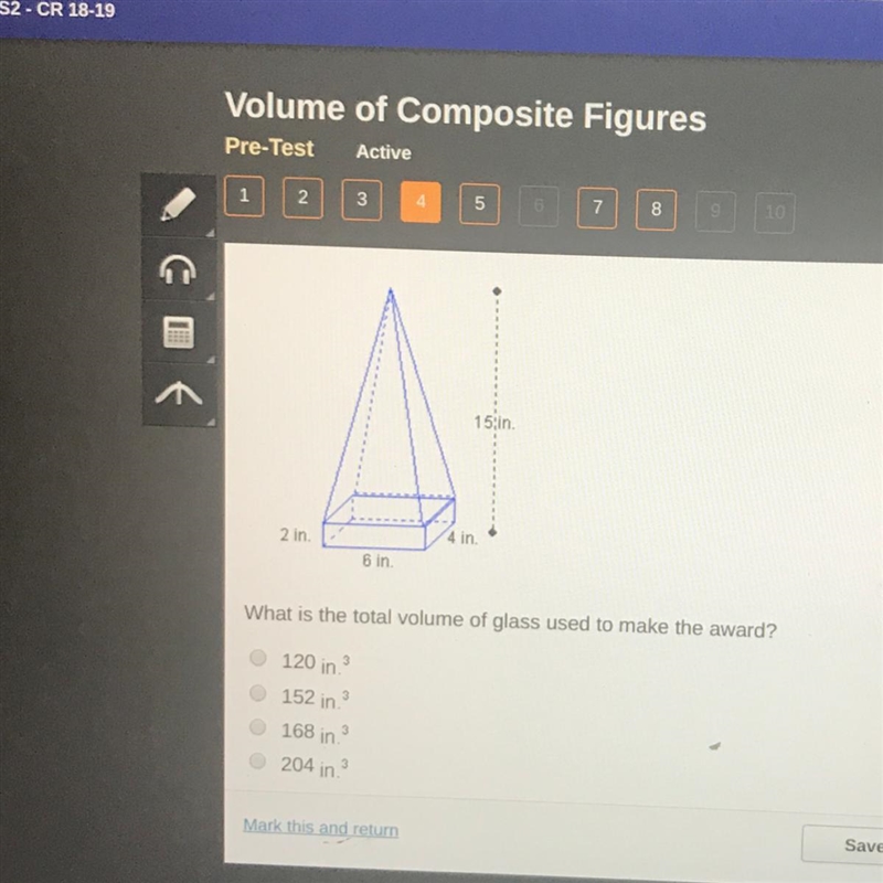 What is the total volume of glass used to make the award?-example-1