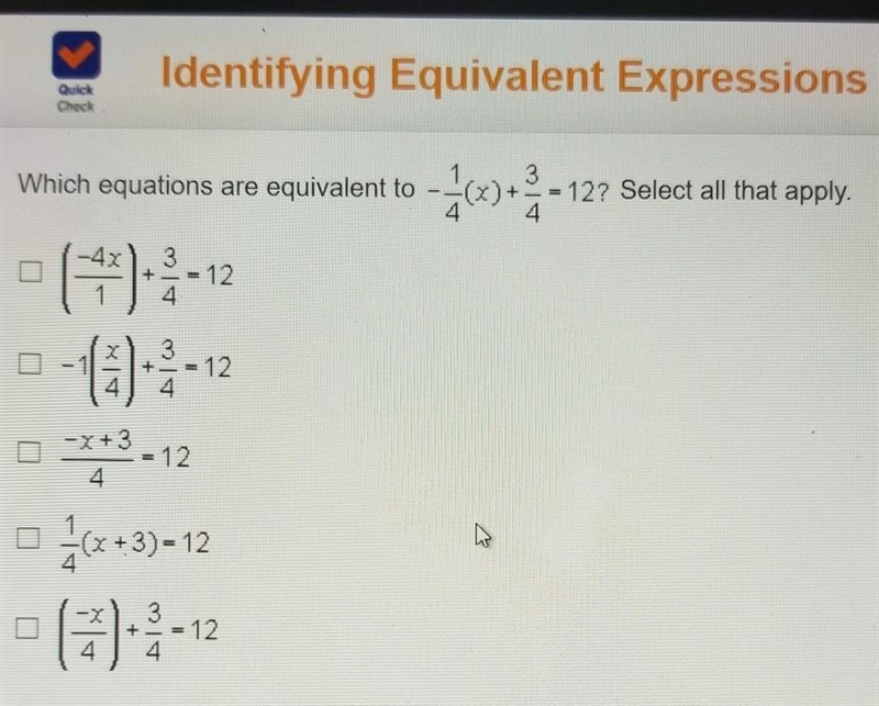 Which expressions are equivalent to the one above?​-example-1