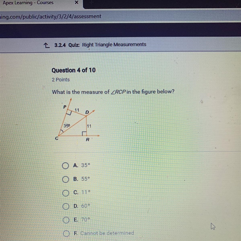 What is the measure in the figure below ?-example-1