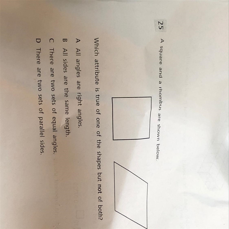 Which attribute is true of one of the shapes but not of both?-example-1