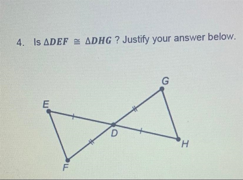 Decide weather there is enough information to prove the following triangles are congruent-example-1