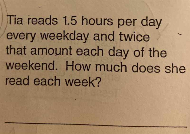 Tia reads 1.5 hours per day every Wednesday and twice that amount each day of the-example-1