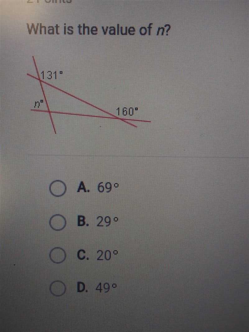 What is the value of n 131 160? a.69 b.29 c.20 d.49-example-1