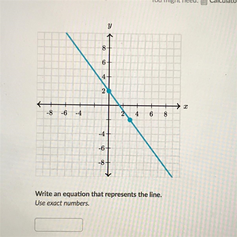 Write an equation that represents the line using exact numbers-example-1