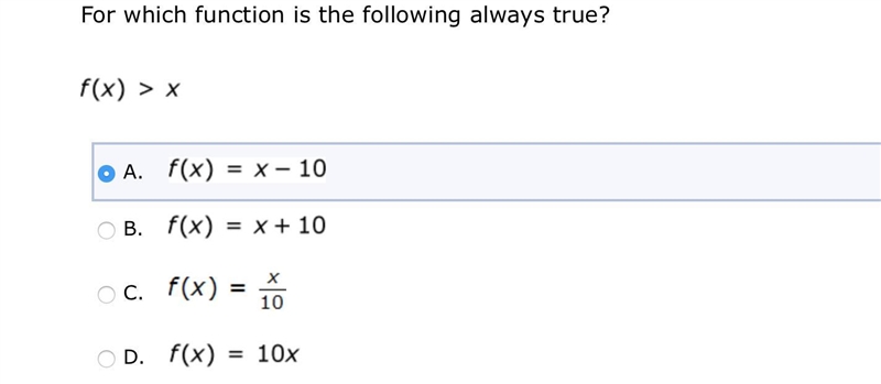 For which function is the following always true?-example-1