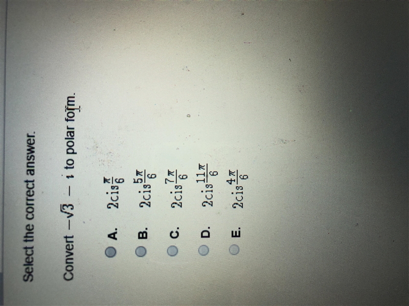 Convert -sqrt3 - i to polar form. PLEASE HELP. Photo has more information-example-1