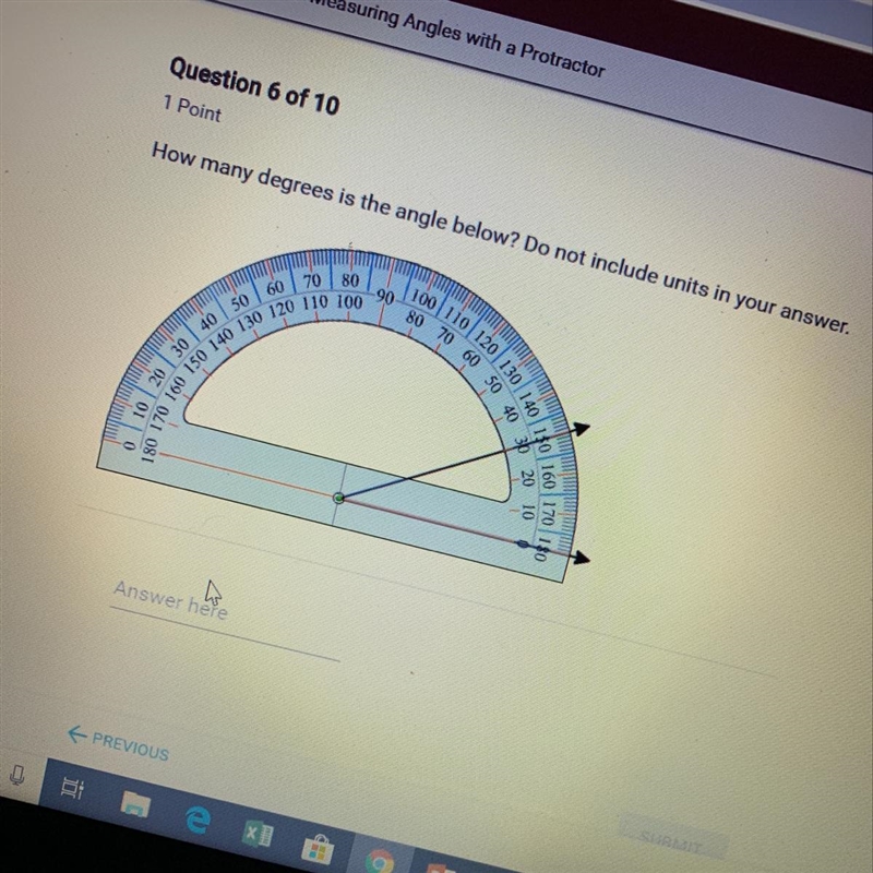 How many degrees is the angle below?-example-1