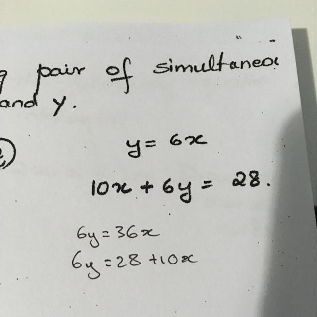 Solve pair of simultaneous equations to find x and y-example-1