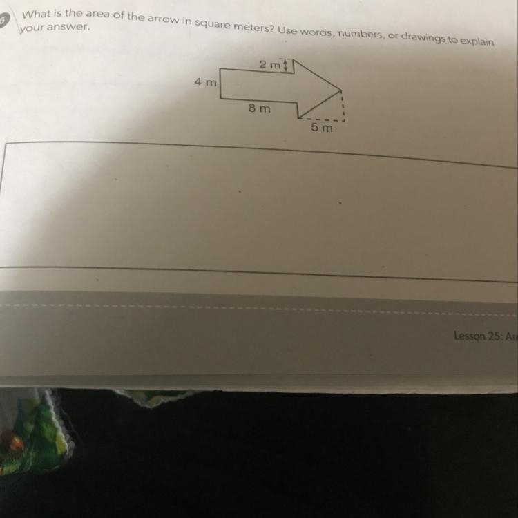 What is the area of the arrow in square meters? Use words number or drawings to explain-example-1