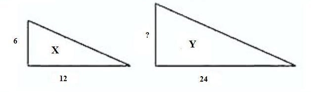 Determine the unknown side of the similar triangle. A) 8 B) 12 C) 18 D) 24-example-1