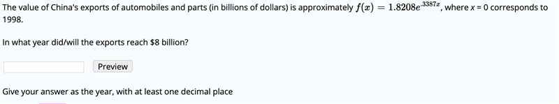 The value of China's exports of automobiles and parts (in billions of dollars) is-example-1