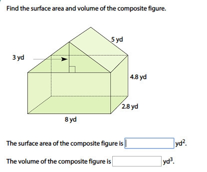 Find the volume and surface area of this composite figure.-example-1