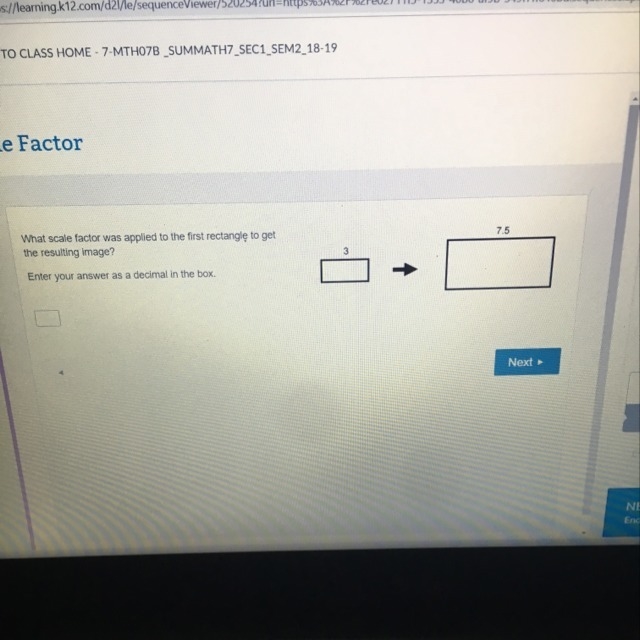 What scale factor was applied to the first rectangle to get the resulting image? Enter-example-1