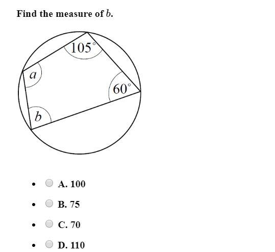 Find the Measure of B Topic: Inscribed Angles and Central Angles-example-1