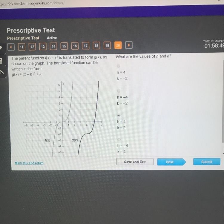 What are the Values of h and k?-example-1