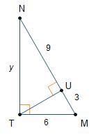 What is the value of y? 3 StartRoot 3 EndRoot units 6 StartRoot 3 EndRoot units 9 StartRoot-example-1