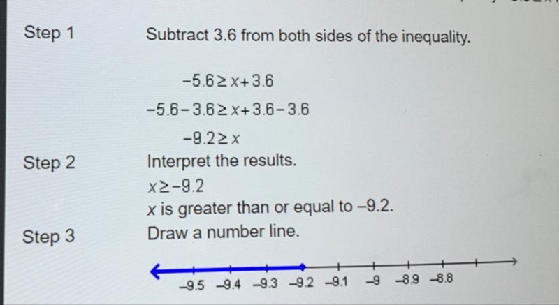 HURRY !! Marquis used the steps below to find the solution to the inequality -5.6 _&gt-example-1