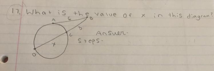 What is the value of x in this diagram? Show work please!-example-1