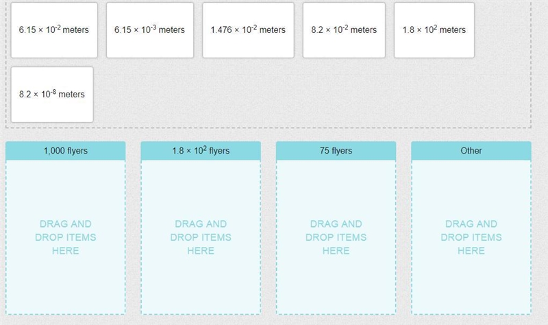 An advertisement is on a flyer that has a thickness of 8.2 × 10-5 meters. Each measurement-example-1