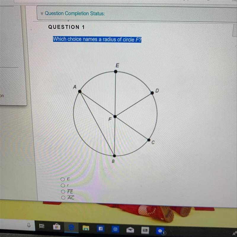 Which choice names a radius of circle F?-example-1