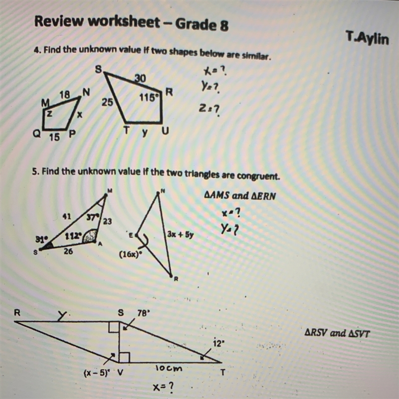 Find the unknown value if two shapes below are similar-example-1