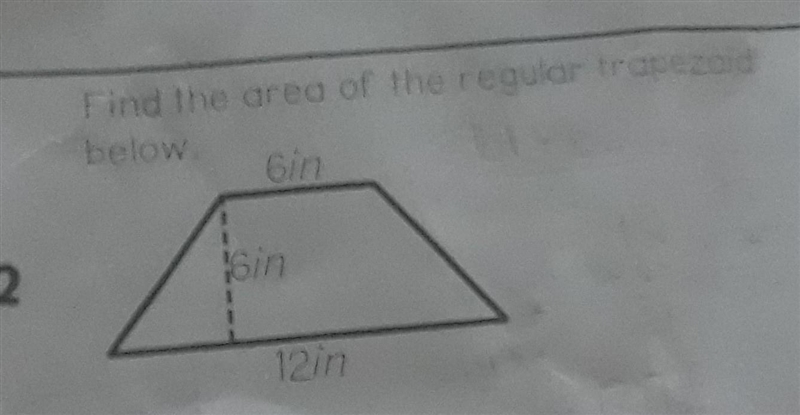 Find the area of the regular trapezoid below​-example-1