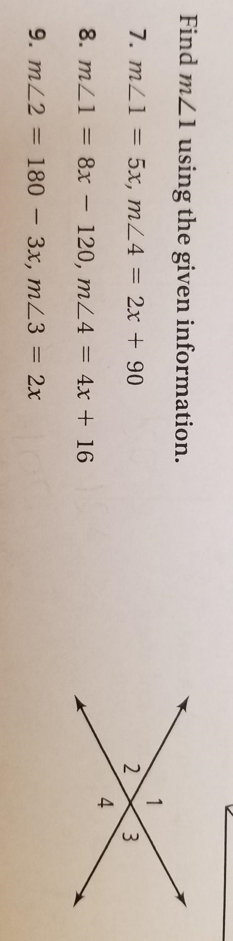 I need help finding the m∠1 using the given information. I am not very sure how to-example-1