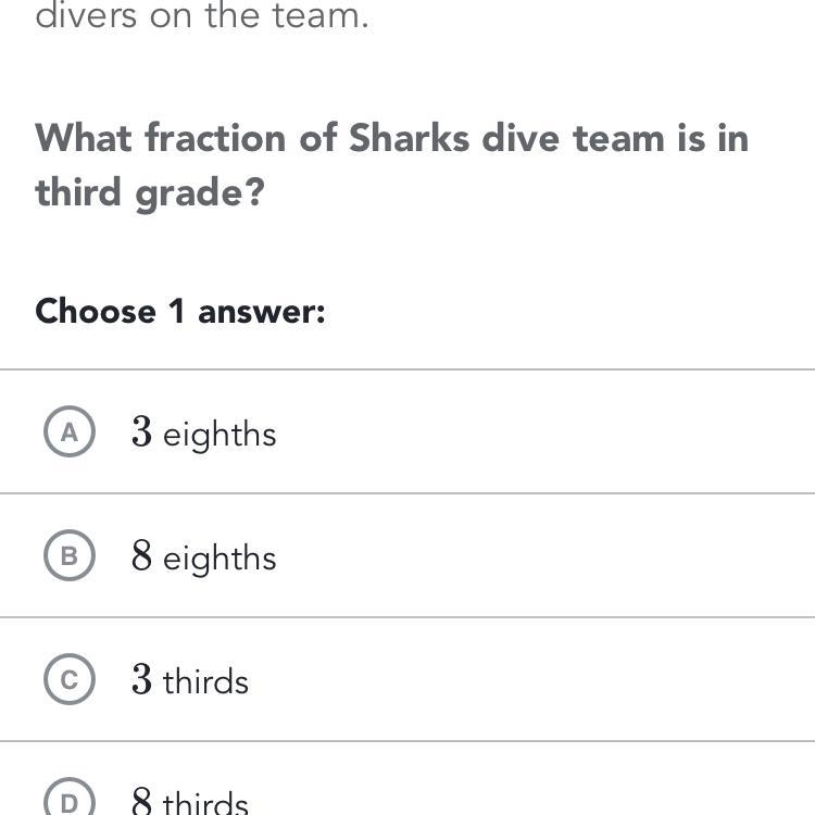 On the sharks dive team there are 3 drivers in third grade.there are 8 total drivers-example-1