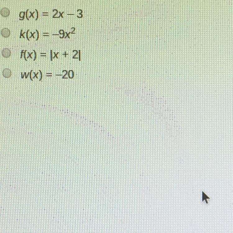 Which function has an inverse that is also a function?-example-1